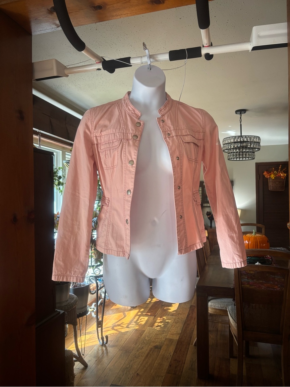 DKNY Women’s Light Pink Casual Button-Front Jacket 100% Cotton Size M